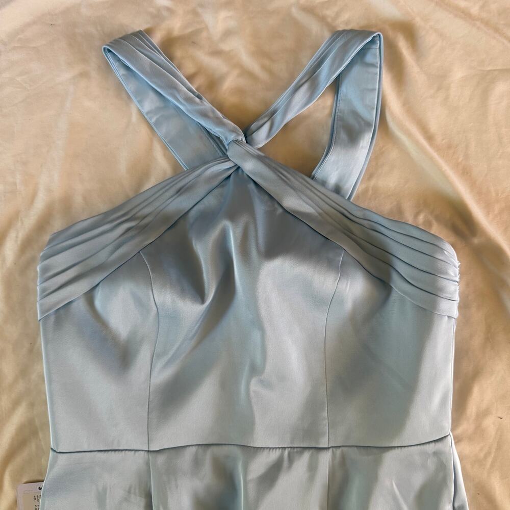 NWT Azazie Sky Blue Halter Cutout Gown 10 Bridesmaid Wedding Guest Slit - Picture 4 of 8